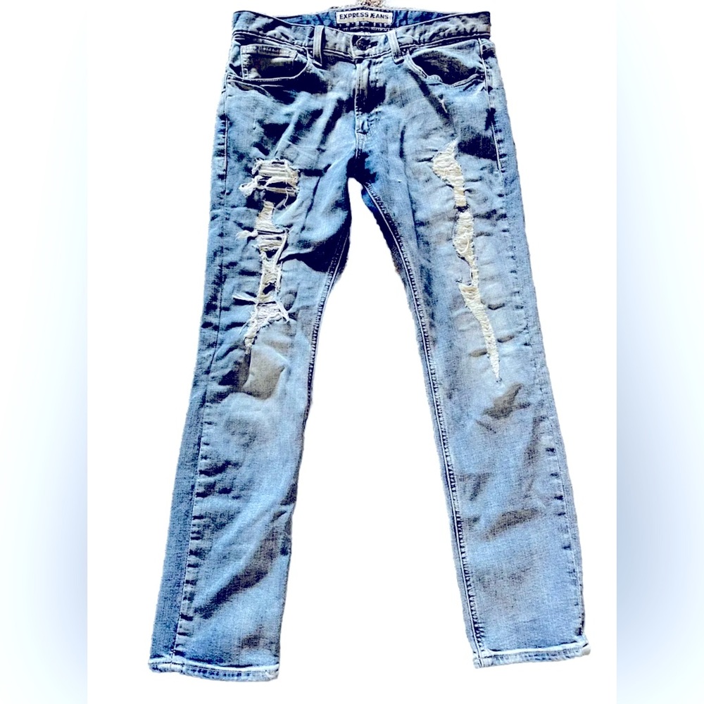 Men’s Distressed Express Jeans Rocco Slim Fit Skinny Leg 31x30